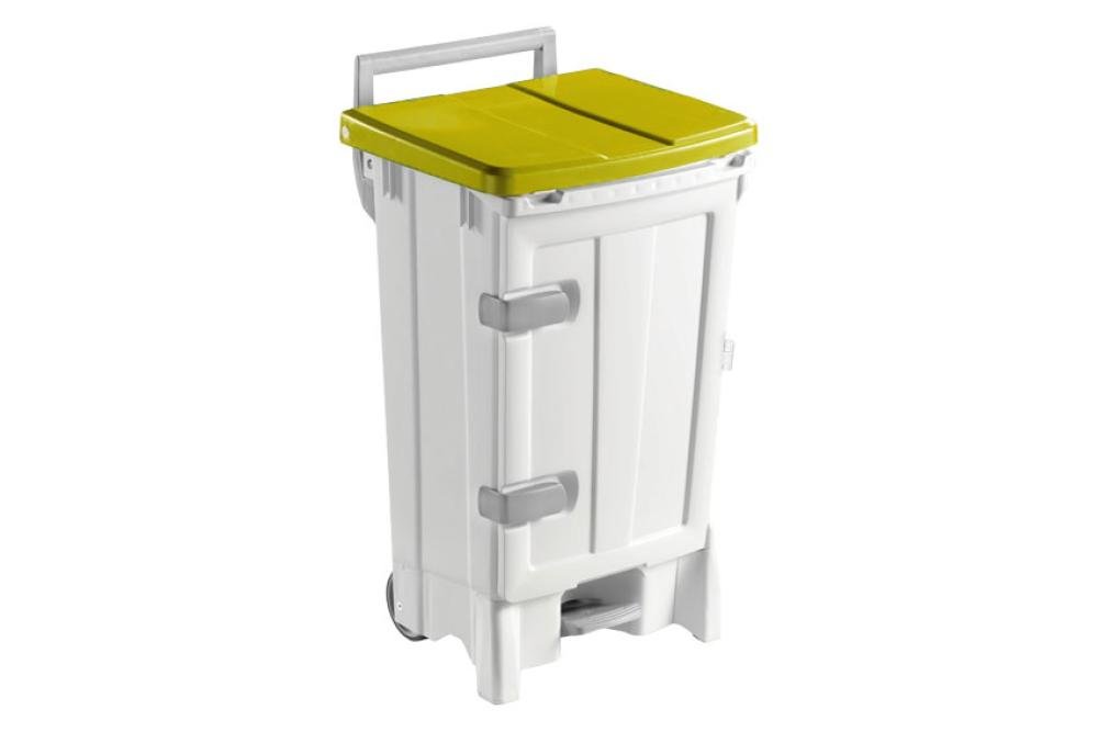 WPP-1090-080 | POUBELLE MOBILE A PEDALE & PORTE - 90 L SUR ROUES