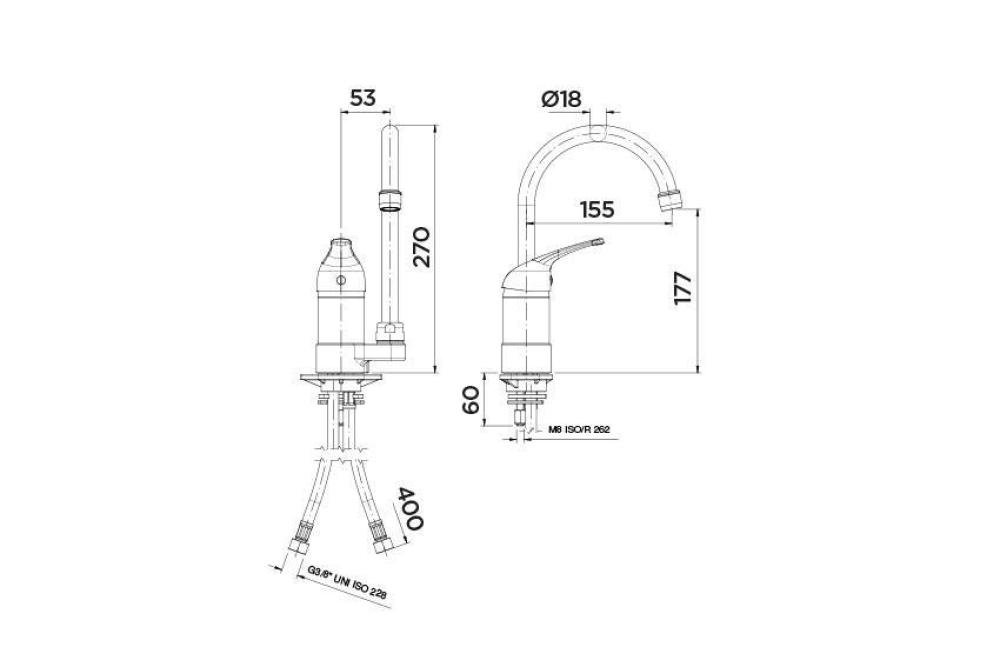 LKF-1511-000 | ROBINET MELANGEUR MONOTROU MONTAGE SUR TABLE - 155MM