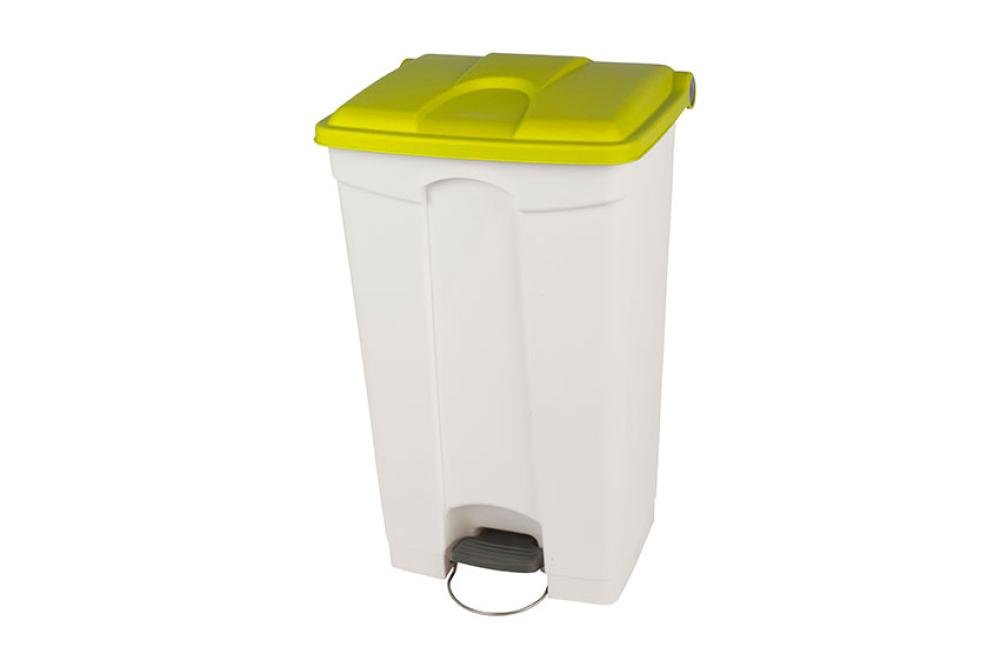 WPB-3090-080 | POUBELLE RECTANGULAIRE À PÉDALE - 90L CORPS BLANC + COUVERCLE - 500X412X820MM