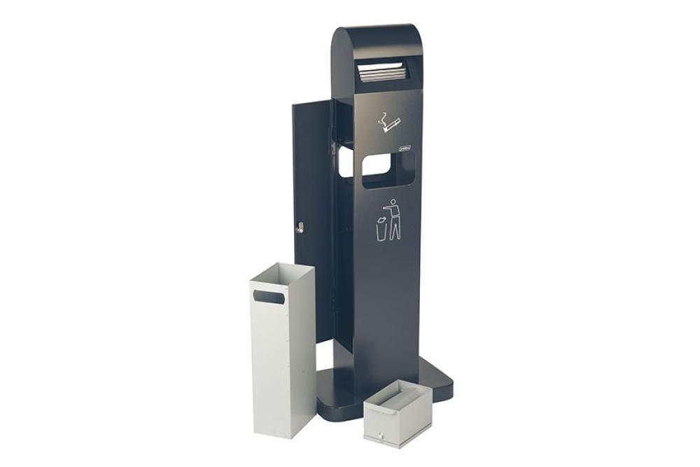 ATF-4102-022 | STAANDE ASBAK TOTEM 2L + RESTAFVALBAK 8L 600 PEUKEN - 400X260X1040MM