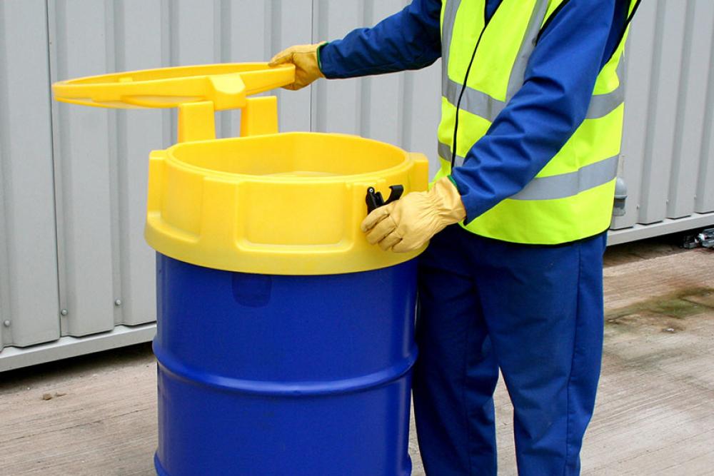 REJ-8000-080 | ENTONNOIR POUR FUT 220L JAUNE - AVEC COUVERCLE