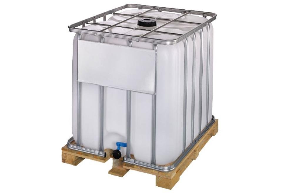IBC-1030-000 | IBC CONTAINER 1000L - 1200X1000X1170MM HOUTEN PALLET - VULOPENING Ø150MM