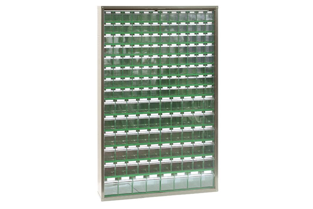 STR-7101-040 | METALEN WANDKAST 1265X250X2000MM INCL. 154 KANTELBAKJES - SERIE 7000