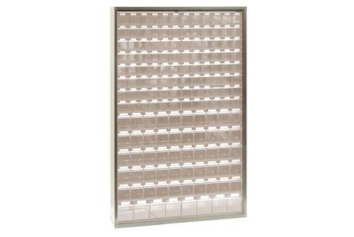 STR-7101-093 | METALEN WANDKAST 1265X250X2000MM INCL. 154 KANTELBAKJES - SERIE 7000