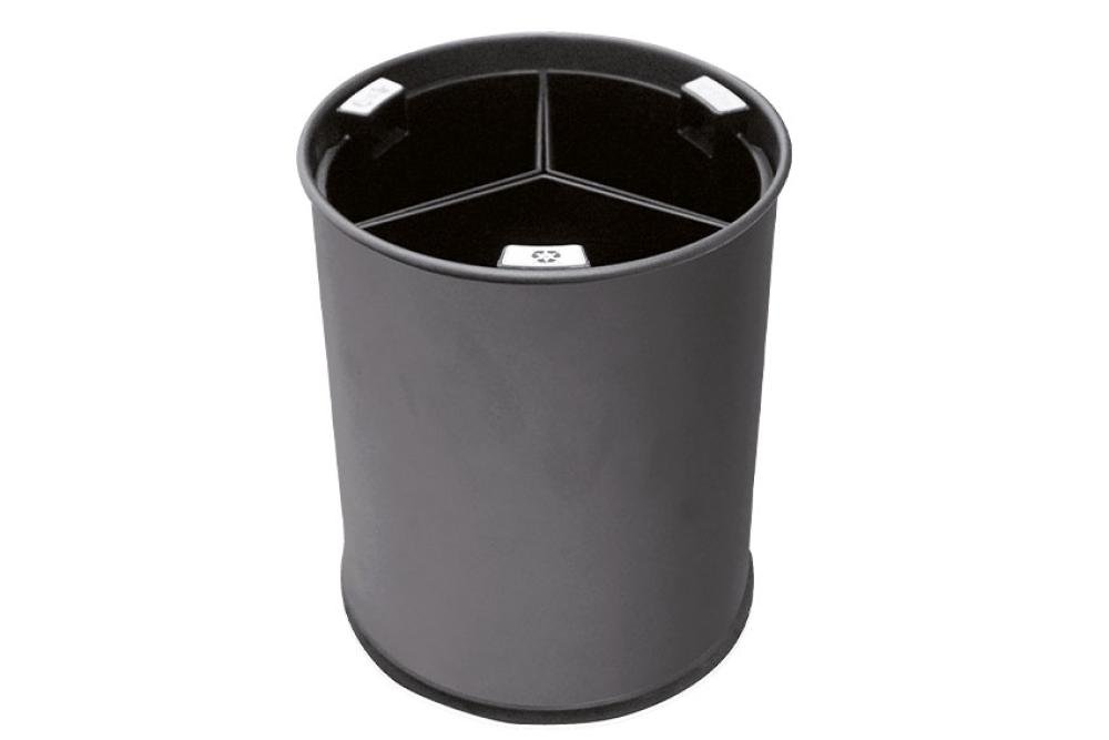 WSS-0002-020 | CORBEILLE RONDE 13L - 3 COMPARTEMENTS INSERT NOIR 3,3L
