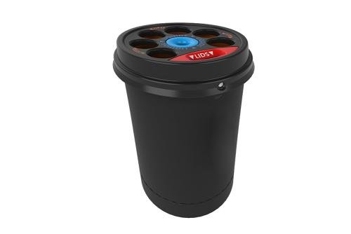 CLC-0001-020 | COLLECTEUR À GOBELETS AVEC SERRURE + BAC PR LIQUIDES + RECUP. DES COUVERCL.