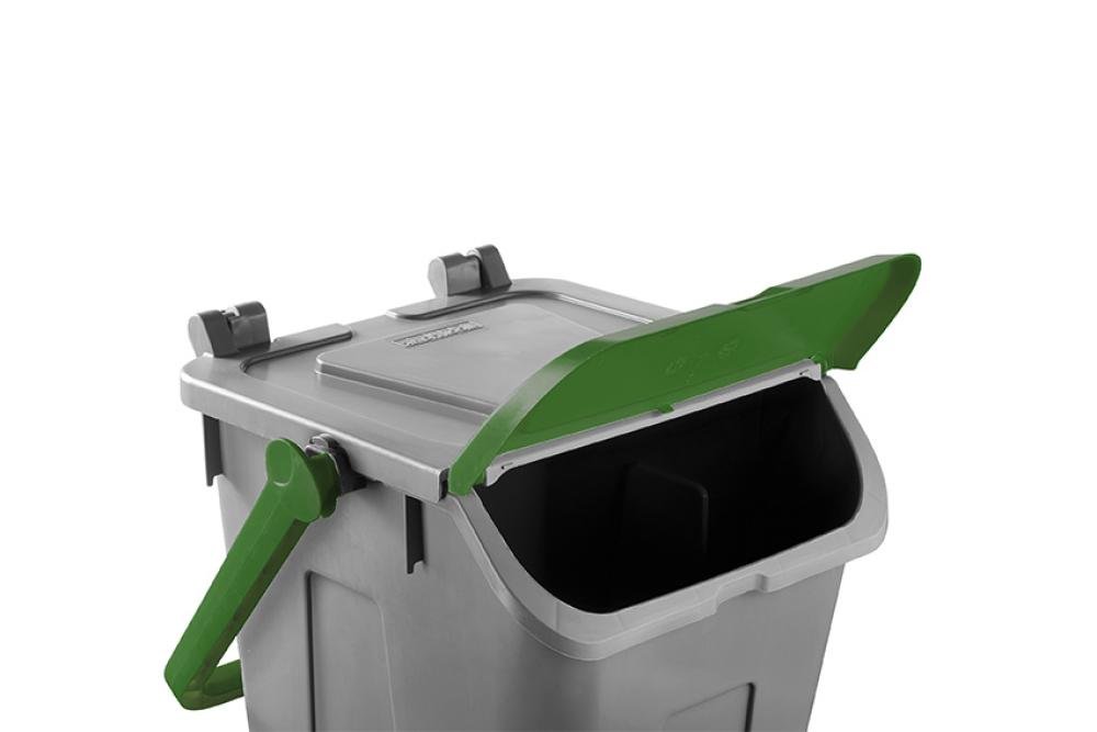 ECG-0025-040 | POUBELLE AVEC COUVERCLE BASCULANT CORPS GRIS - COUVERCLE VERT - 25L