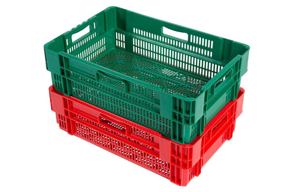 NMP-6194-040 | EURONORM DRAAISTAPELBAK 36L - NESTBAAR 600X400X190MM - BODEM/ZIJWANDEN GEPERF.