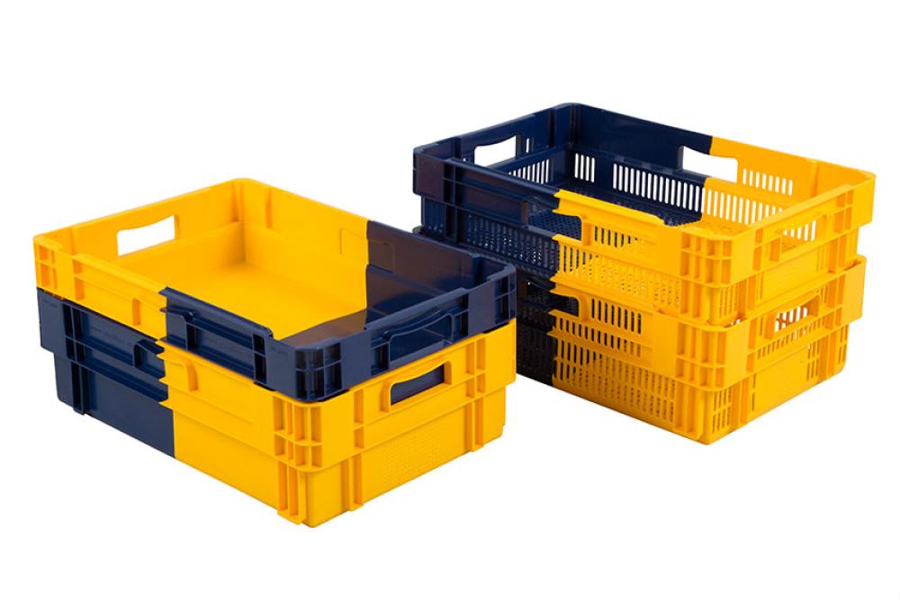 NOC-6122-668 | EURONORM DRAAISTAPELBAK 22L - NESTBAAR 600X400X123MM - GESLOTEN - BI-COLOR