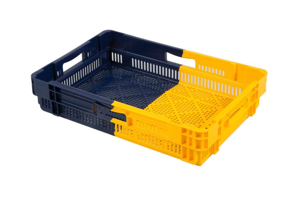 NOP-6124-668 | EURONORM DRAAISTAPELBAK 22L - NESTBAAR 600X400X127MM - GEPERFOREERD - BI-COLOR