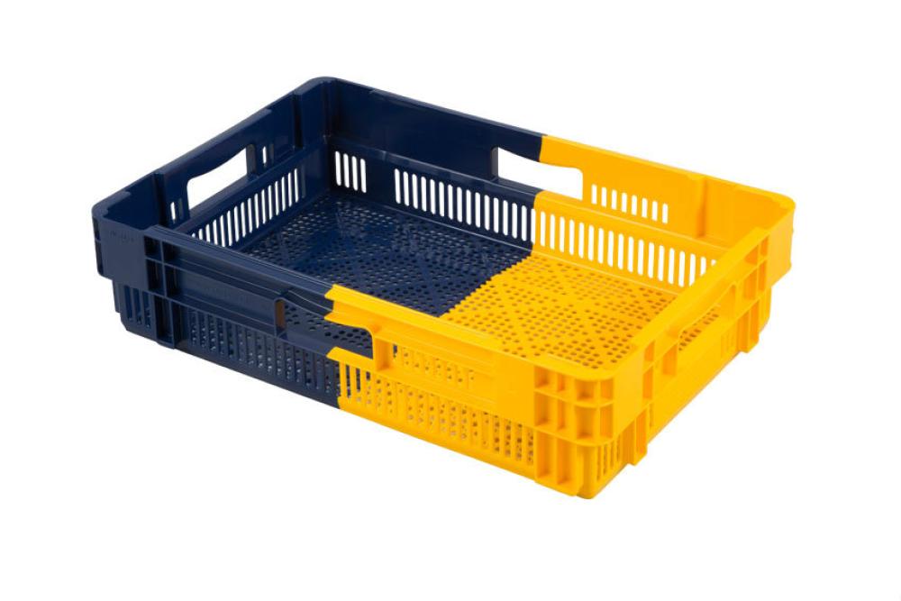 NOP-6144-668 | EURONORM DRAAISTAPELBAK 25L - NESTBAAR 600X400X147MM - GEPERFOREERD - BI-COLOR
