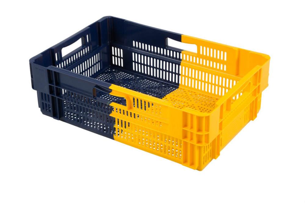NOP-6194-668 | EURONORM DRAAISTAPELBAK 34L - NESTBAAR 600X400X187MM - GEPERFOREERD - BI-COLOR