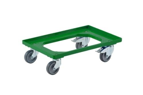 DOI-1302-040 | TRANSPORTONDERSTEL 600X400MM BAKKEN 2 VASTE WIELEN 2 ZWENKW. RUBBER MET REM