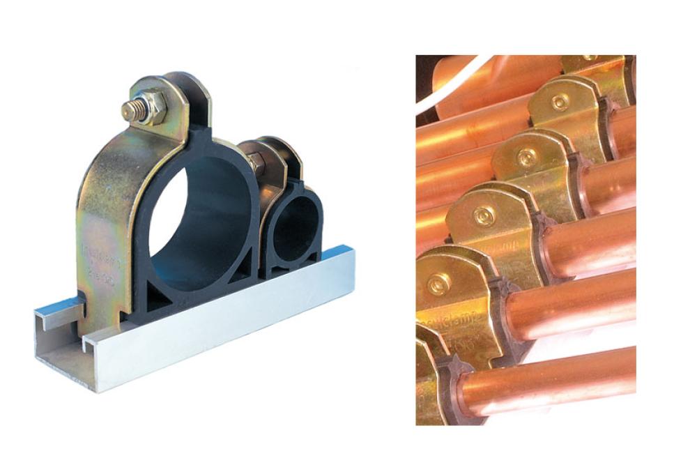 ASP-3107-000 | COLLIER METAL/CAOUTCHOUC 33-35MM FIX. SUR RAIL DE MONTAGE - 10PCE/PCK