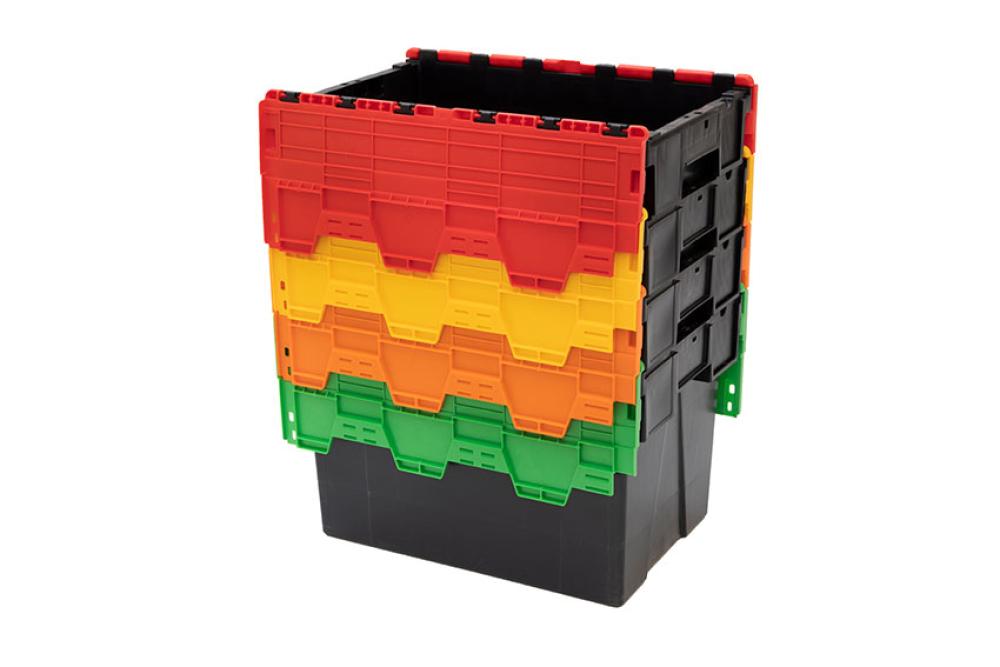 DPT-6365-070 | DISTRIBUTIEBAK ERGO - 600X400X365MM ZWARTE BODY + GEKLEURD DEKSEL - RECYCLED