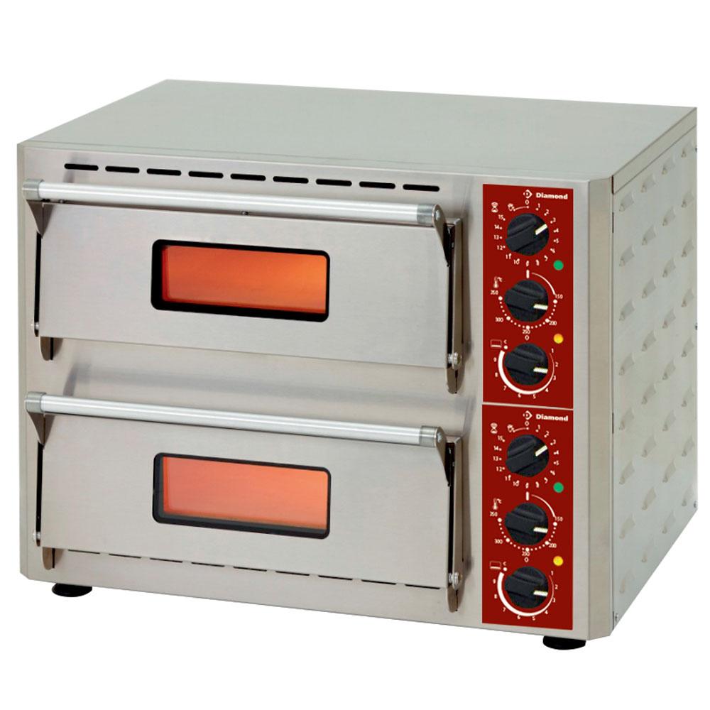 PIZZA-QUICK/43-2C | Four électrique pizzas, 2 chambres (3+3 kW) 430x430xh100 mm
