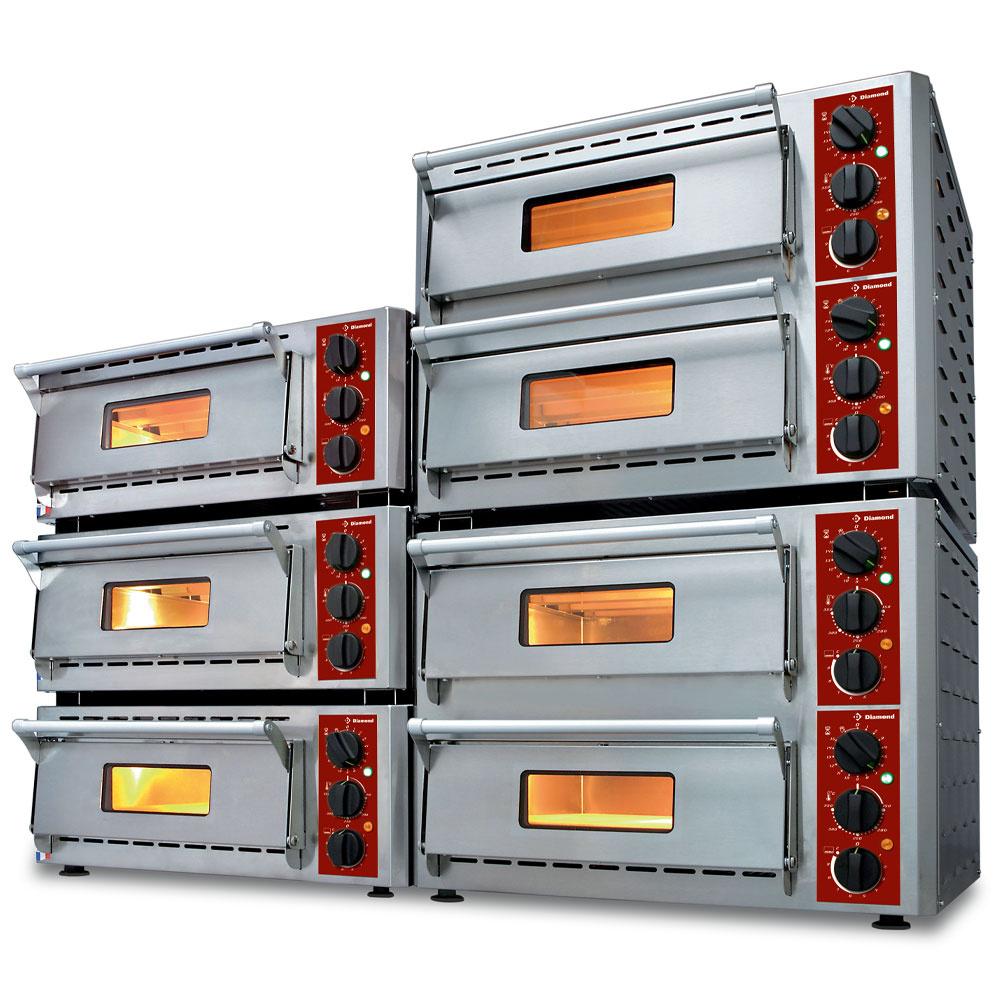 PIZZA-QUICK/43-2C | Four électrique pizzas, 2 chambres (3+3 kW) 430x430xh100 mm