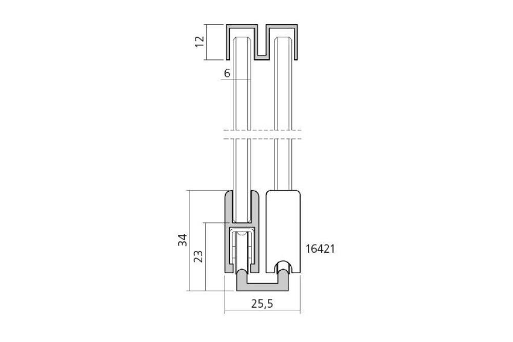 16419.0001.10 | PROFIL DE PATIN EN ALUMINIUM NON PERCE FINITION : E6/EV1