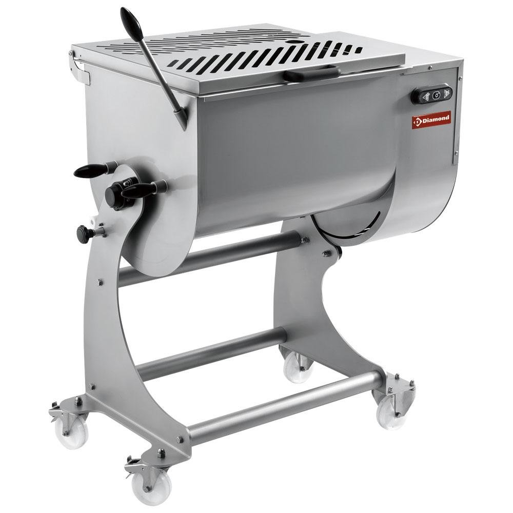 MCR-80P/N | Mélangeur à viande en inox 80 kg, piètement sur roues