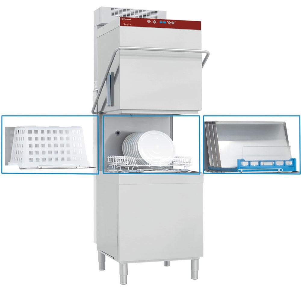 DCR37/6-AC-RC | Lave-vaisselle & batteries a capot, panier 600x500 mm + Adoucisseur en continu + Condenseur-récupérateur de buées