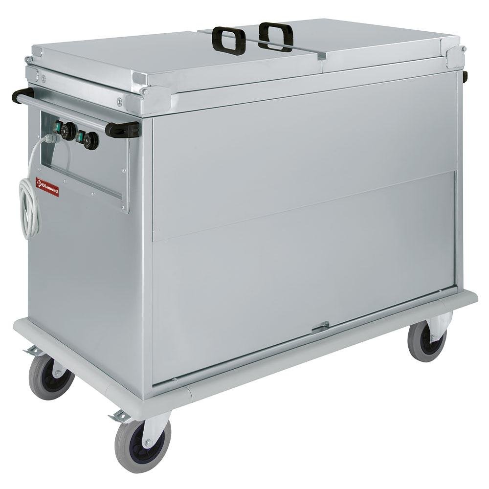 CTBM/2C-TD | Bain-marie-wagen 2x GN 1/1, 2 T°c, deksels, kast met draaideur