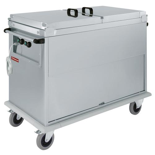 CTBM/2C-TD | Chariot bain marie 2x GN 1/1, 2 T°c, couvercles, armoire porte basculante