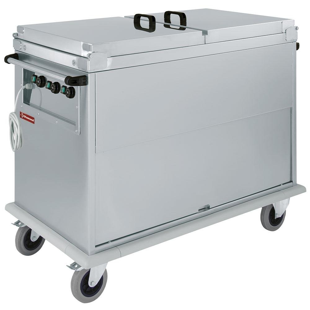 CTBM/3C-TD | Chariot bain marie 3x GN 1/1, 3 T°c, couvercles, armoire porte basculante
