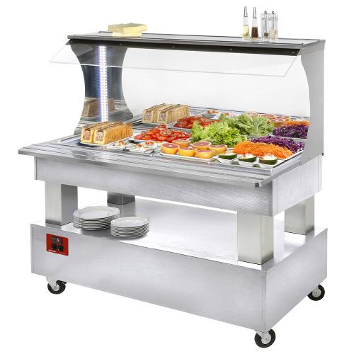 ASB/4N-A1-R2 | Buffet - gekoelde wand-salad bar, 4x GN 1/1-150 (wit hout)