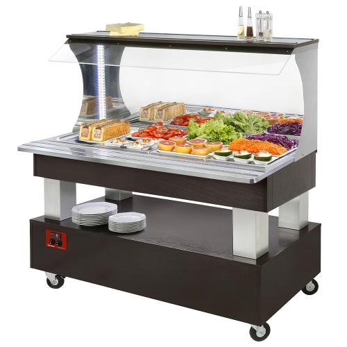 ASB/4N-B1-R2 | Buffet - Wandsalad bar, gekoeld, 4x GN 1/1-150 (Wengé hout)