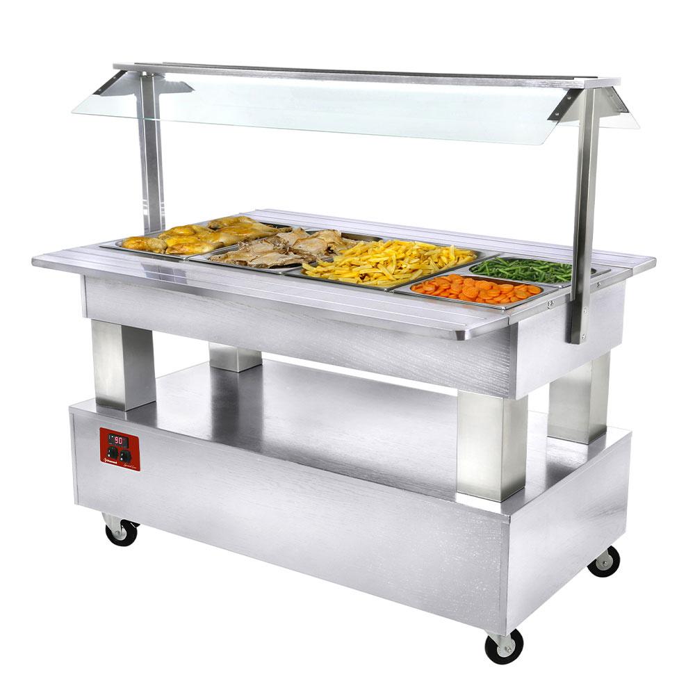 BBM/4N-A1 | Buffet chauffant, bain marie, 4x GN1/1-150 (Bois Blanc)
