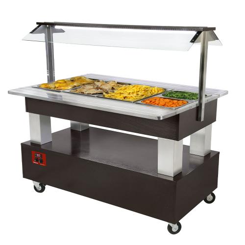 BBM/4N-B1 | Buffet chauffant, bain marie, 4x GN 1/1-150 (bois wengé)