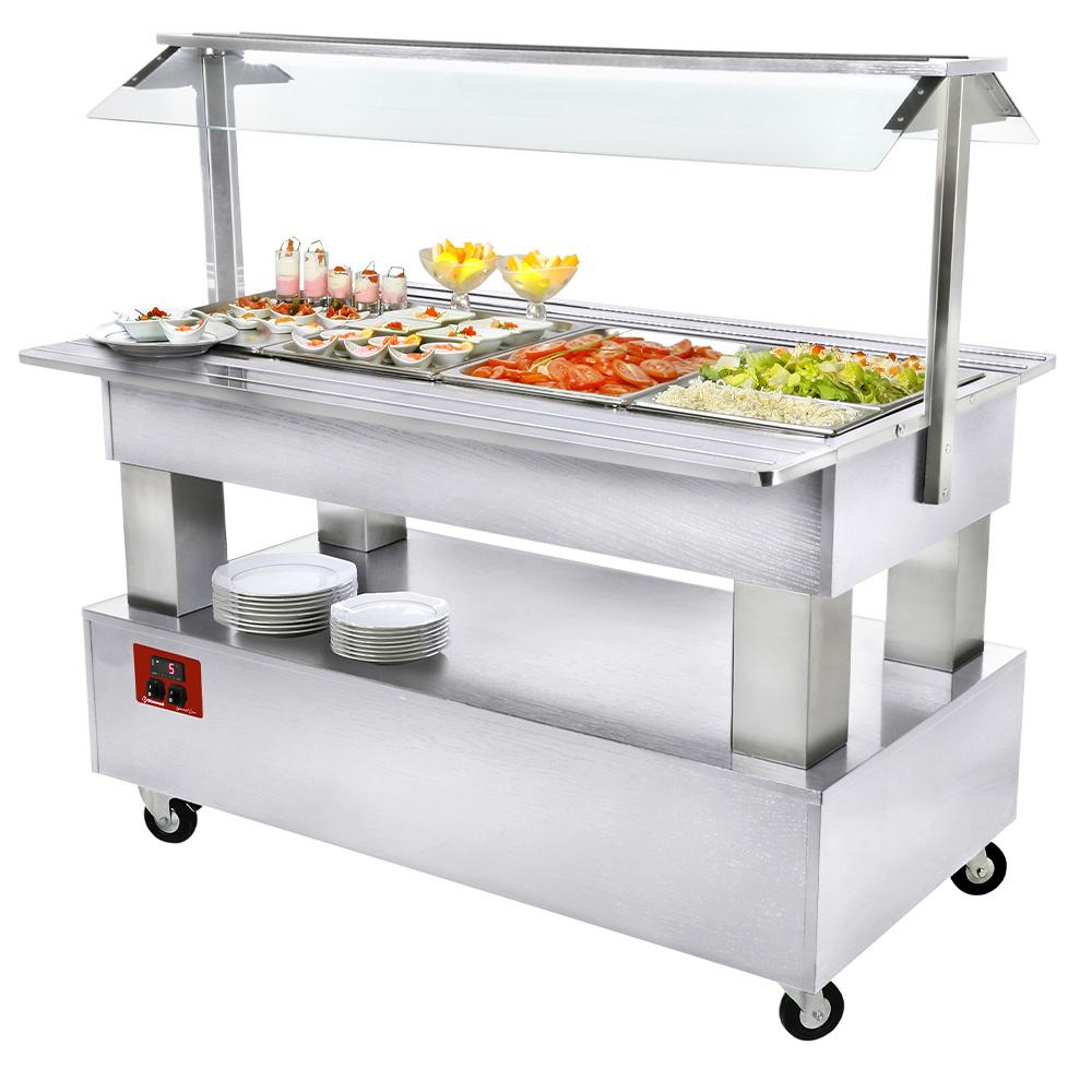BSB/4N-A1-R2 | Buffet - Salad bar réfrigéré, 4x GN1/1-150 (Bois Blanc)