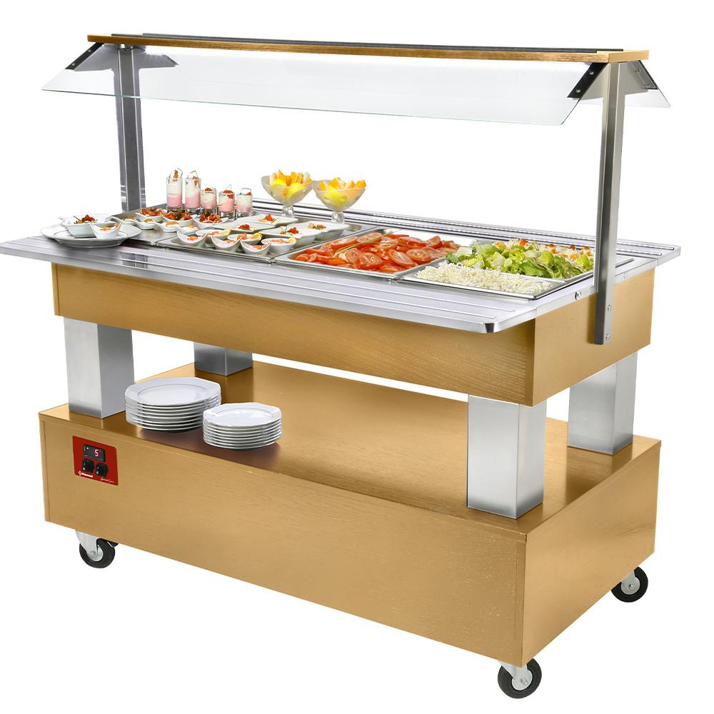 BSB/4N-D1-R2 | Buffet - Salad bar réfrigéré, 4x GN 1/1-150 (Bois Chêne clair)