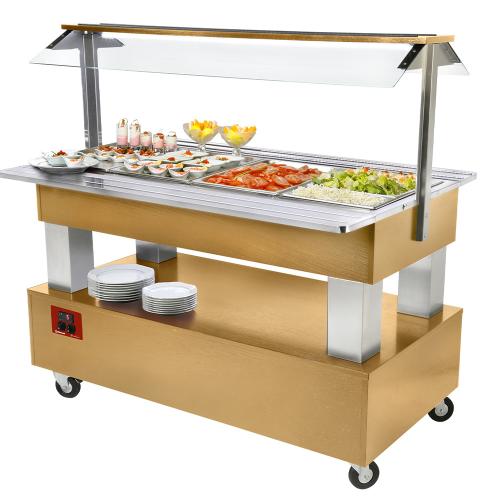 BSB/4N-D1-R2 | Buffet - Salad bar, gekoeld, 4x GN 1/1-150 (Licht eiken hout)