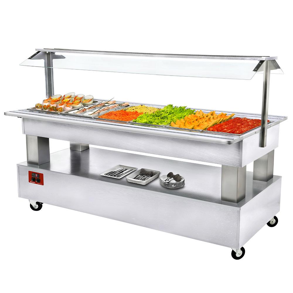 BSB/6N-A1-R2 | Buffet - Salad bar réfrigéré, 6x GN1/1-150 (Bois Blanc)