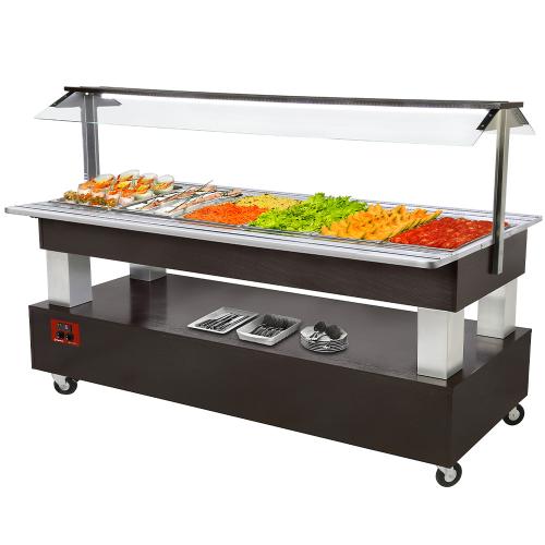 BSB/6N-B1-R2 | Buffet - Salad bar, gekoeld, 6x GN 1/1-150 (Wengé hout)