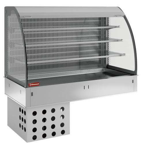 DPA/BTVA315-S | Mural avec top et vitrine sur 3 niveaux ouverte (avec rideau), réfrigérés, ventilés, 4x GN 1/1 (sans unité hermétique)