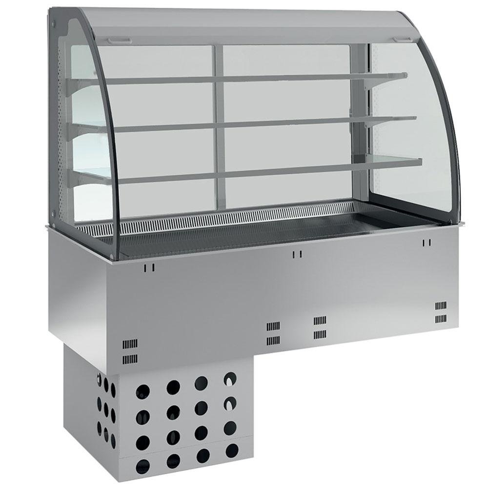 DPA/RVA308-R2 | Elément cuve et vitrine sur 3 niveaux ouverte (avec rideau), réfrigérées, ventilées, 2x GN 1/1