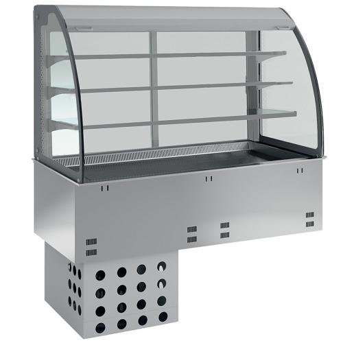 DPA/RVA308-R2 | Elément cuve et vitrine sur 3 niveaux ouverte (avec rideau), réfrigérées, ventilées, 2x GN 1/1