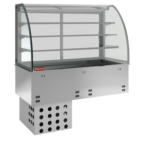 DPA/RVA315-R2 | Elément cuve et vitrine sur 3 niveaux ouverte (avec rideau), réfrigérées, ventilées, 4x GN 1/1