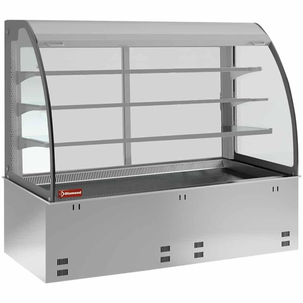 DPA/RVA315-S | Elément cuve et vitrine sur 3 niveaux ouverte (avec rideau), réfrigérées, ventilées, 4x GN 1/1 (sans unité hermétique)