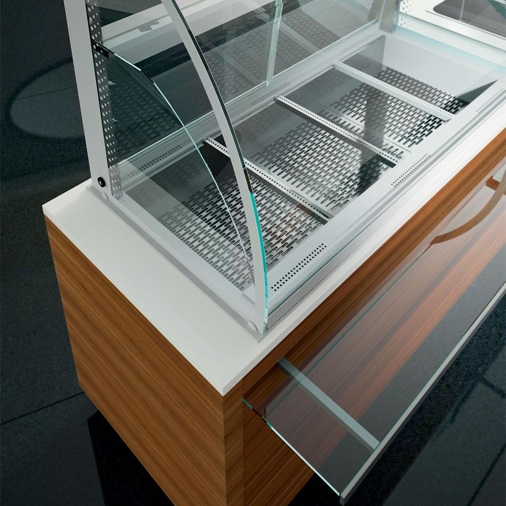 DPA/RVF318-R2 | Elément cuve et vitrine sur 3 niveaux fermée, réfrigérées, ventilées, 5x GN 1/1
