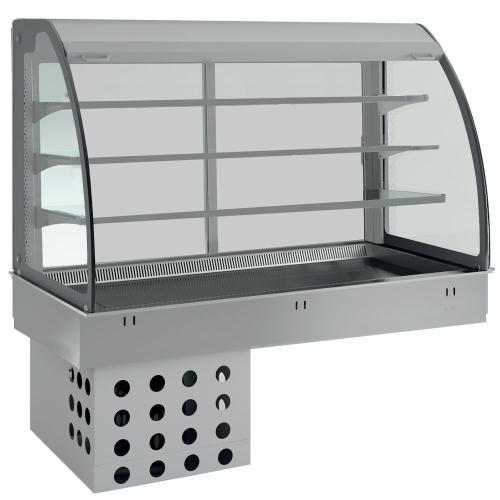 DPA/TVA308-R2 | Elément top et vitrine sur 3 niveaux ouverte (avec rideau), réfrigérés, ventilés, 2x GN 1/1