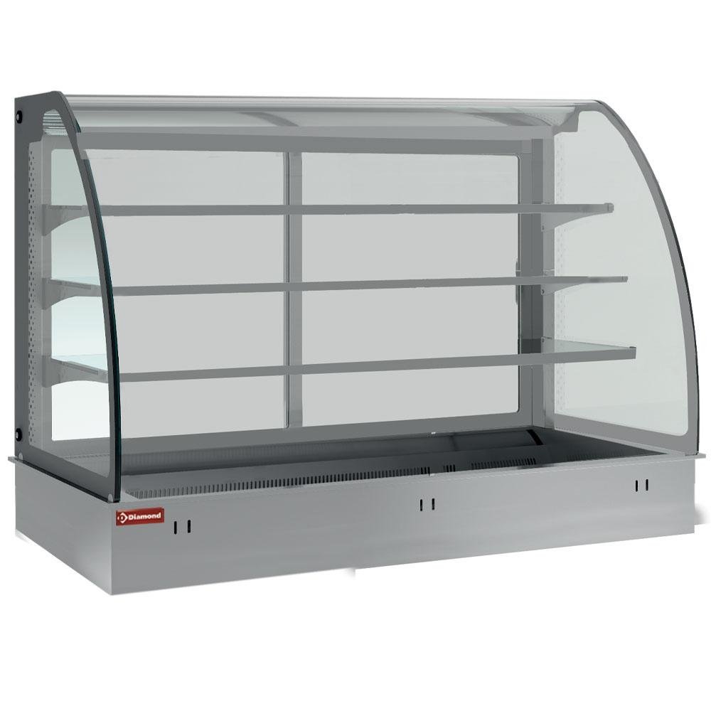 DPA/TVA308-S | Elément top et vitrine sur 3 niveaux ouverte (avec rideau), réfrigérés, ventilés, 2x GN 1/1 (sans unité hermétique)