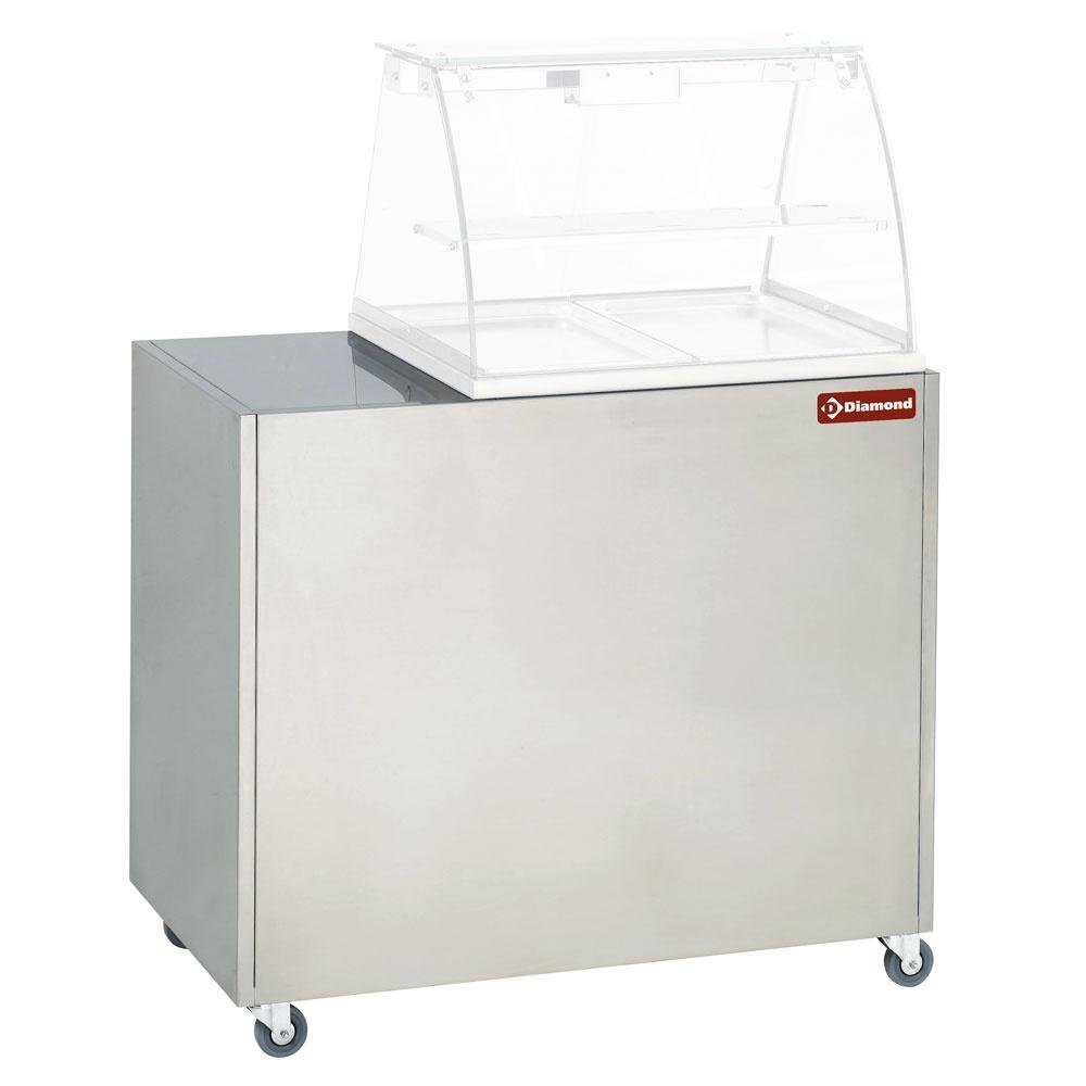 MEX-RG2 | Meuble inox support vitrine VBE-211, sur roulettes