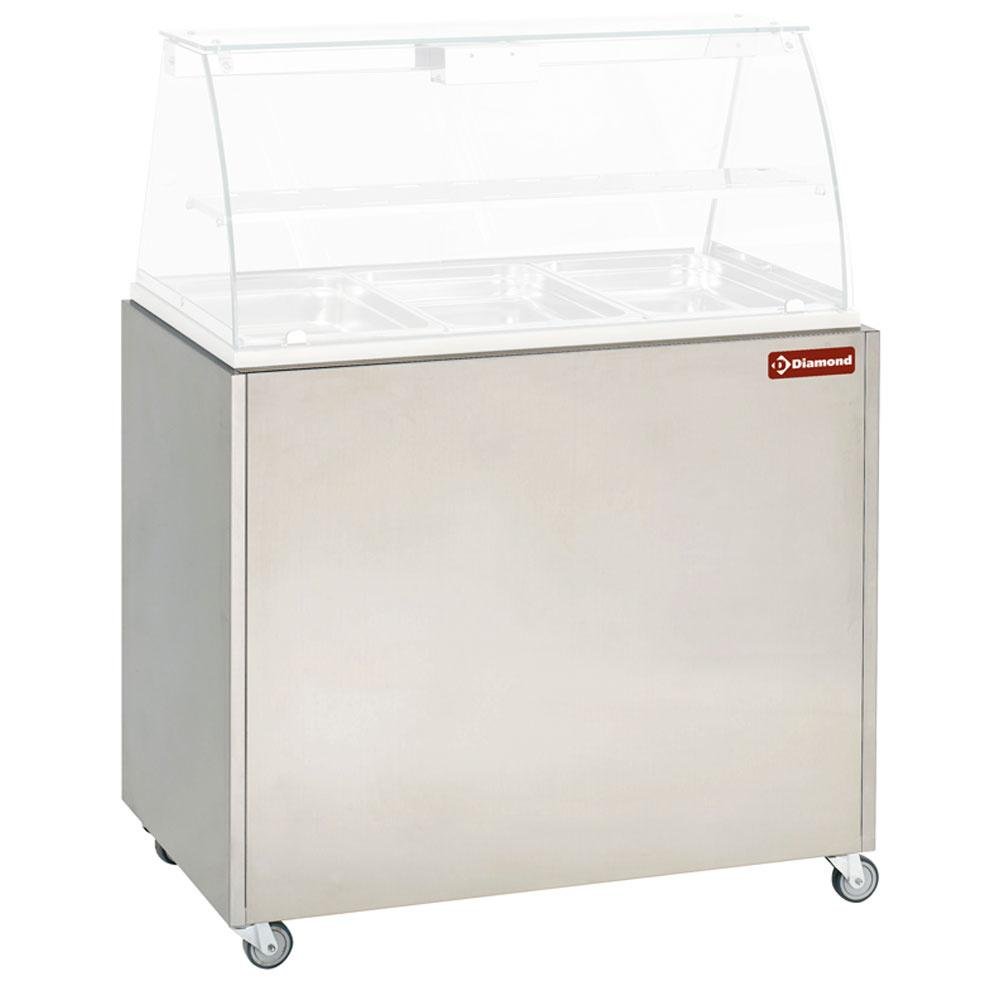 MEX-RG3 | Meuble inox support vitrine VBE-311, sur roulettes
