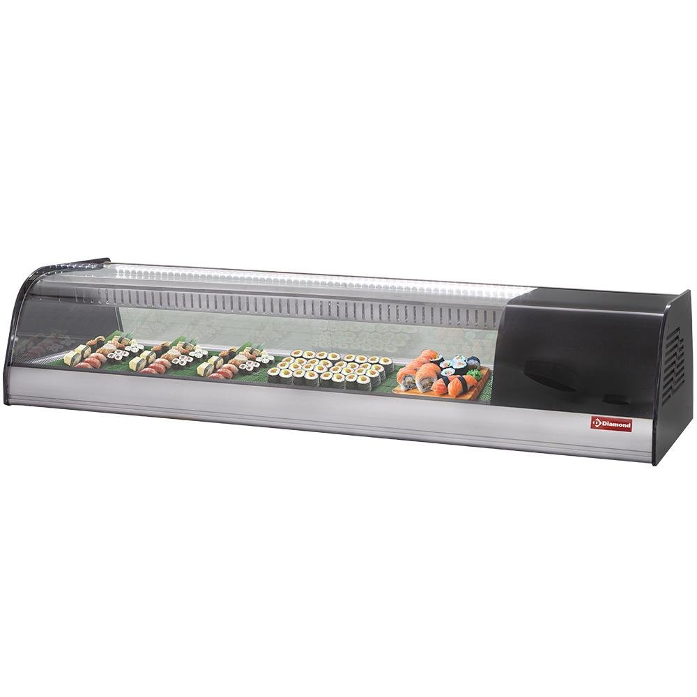 TR6-SH/R6 | Gekoeld uitstalraam voor sushi, dubbele geperforeerde bodem (inclusief)