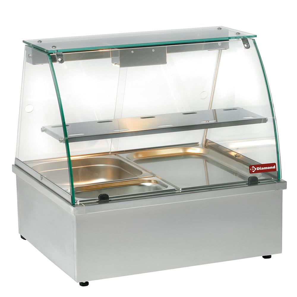 VBE-211 | Vitrine chauffante, bain-marie 2x GN 1/1, panoramique
