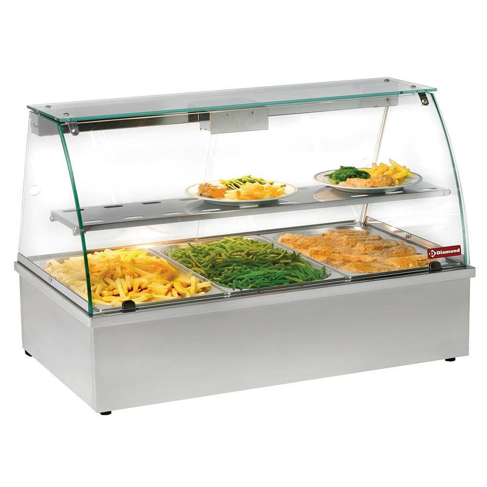 VBE-311 | Vitrine chauffante, bain-marie 3 GN 1/1, panoramique