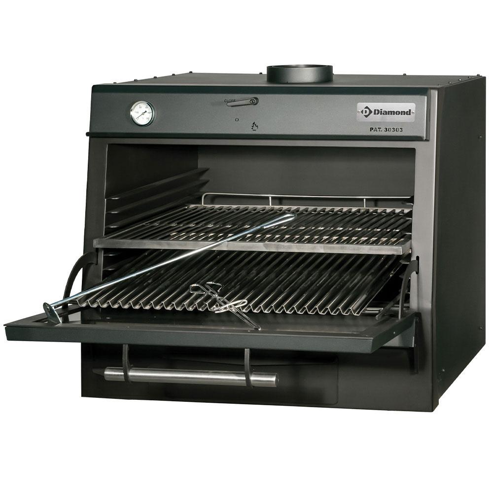 CBQ-075/BK | Houtskooloven-BBQ, GN 1/1 + GN2/4 (75 Kg/h)/Zwart